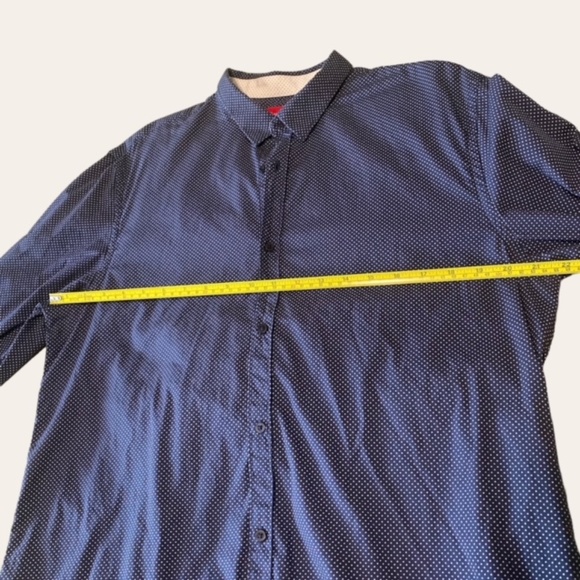 ZARA Man Swiss Dot with Collar shirt in Navy Blue Size L Slim Fit - Picture 6 of 10
